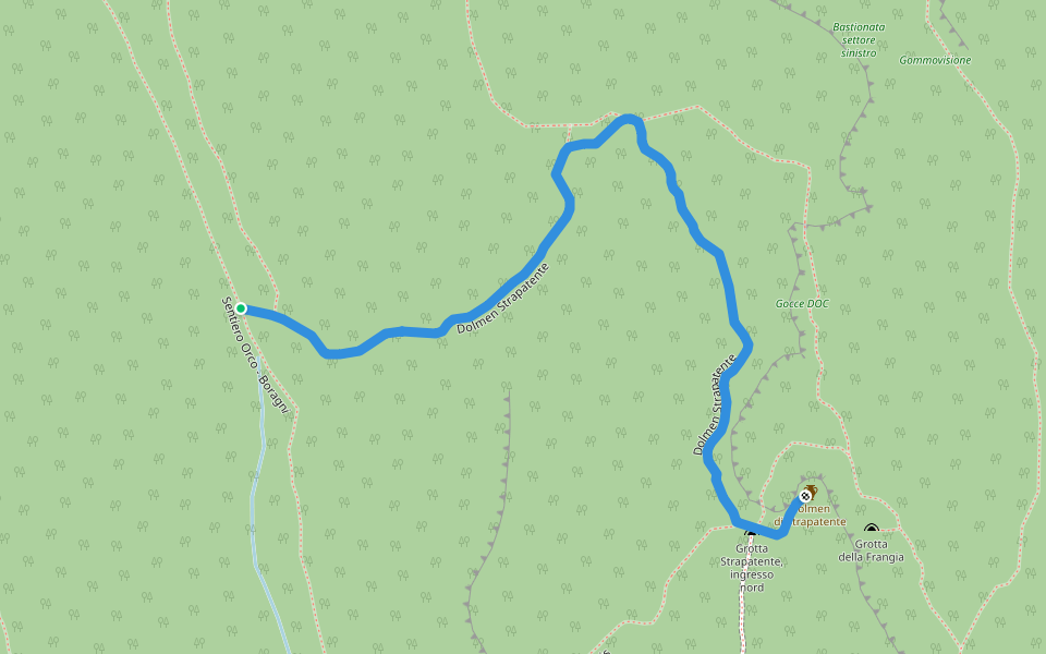 Dolmen Strapatente walking route map in Boragni