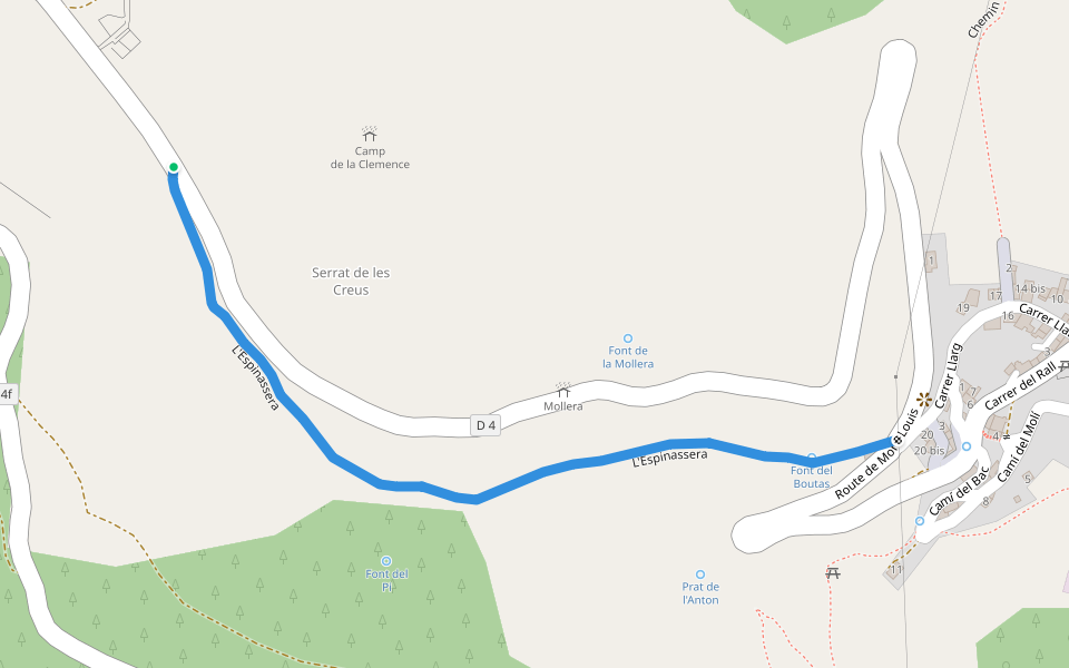 L'Espinassera walking route map in Railleu