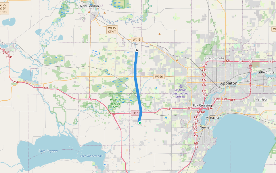 Wiouwash State Recreation Trail walking route map in Larsen