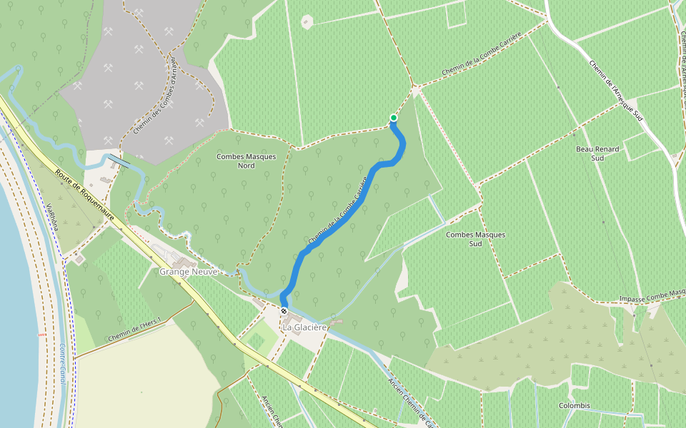Chemin de la Combe Carrière walking route map in Châteauneuf-du-Pape