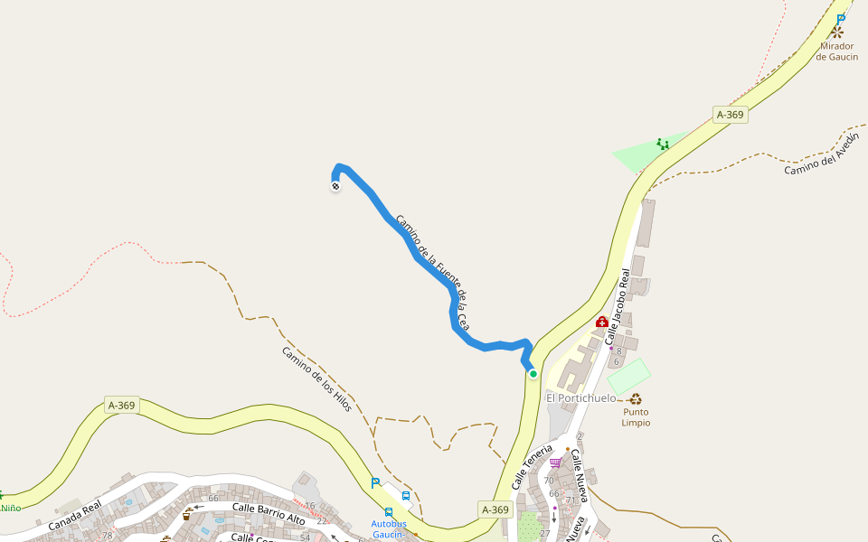 Camino de la Fuente de la Cea walking route map in Gaucín