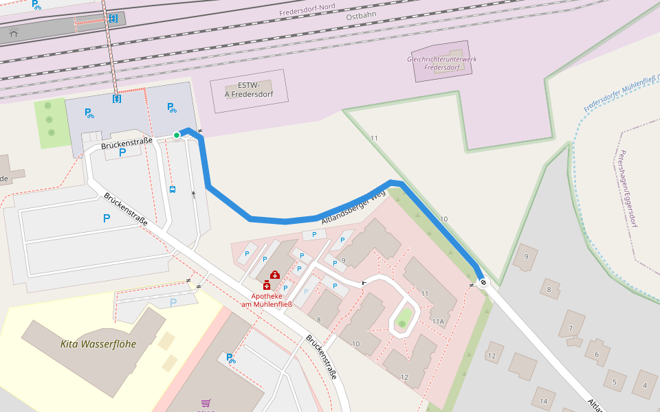 Altlandsberger Weg walking route map in Fredersdorf-Vogelsdorf