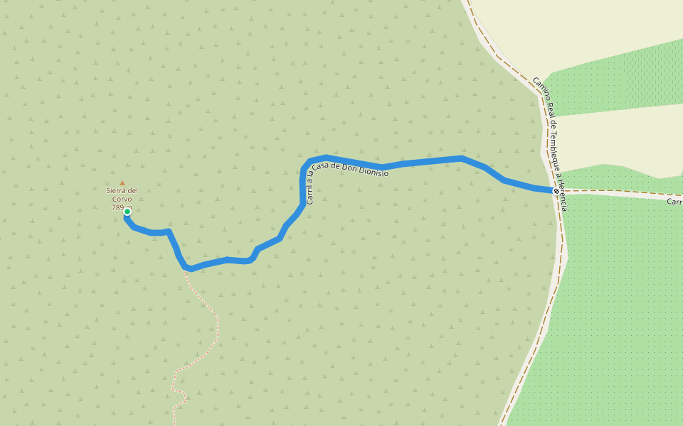 Carril a la Casa de Don Dionisio walking route map in Villacañas
