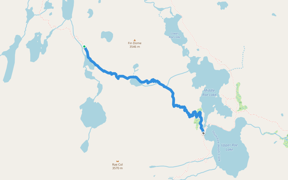 Upper Sixty Lakes Basin Trail walking route map in Seven Pines