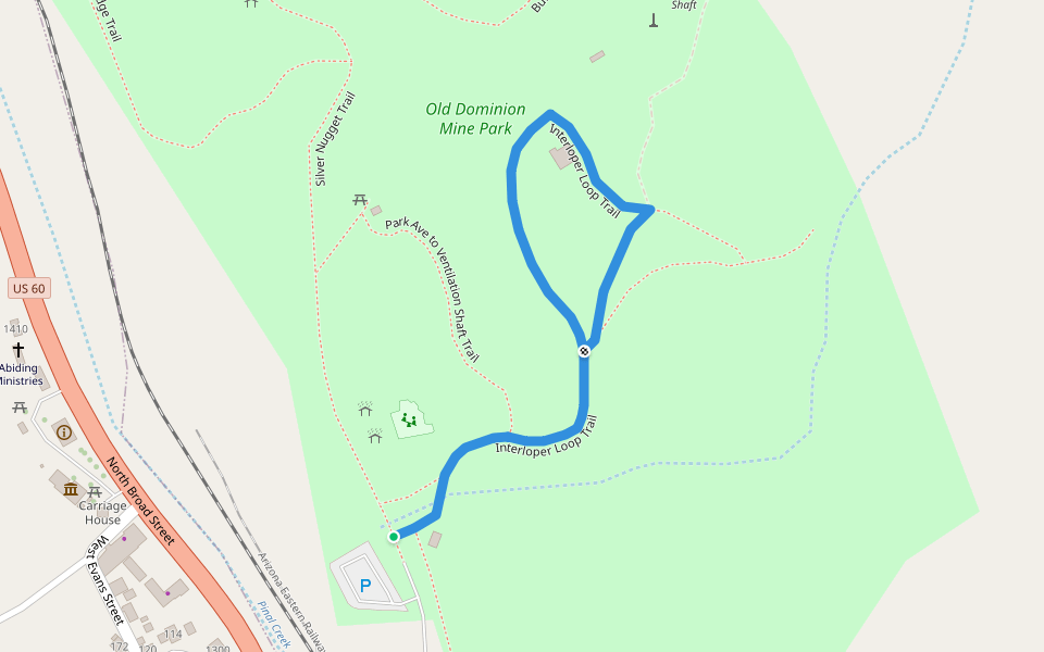 Interloper Loop Trail walking route map in Globe