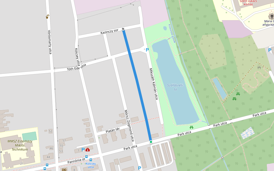 Mikszáth Kálmán utca walking route map in Dombóvár
