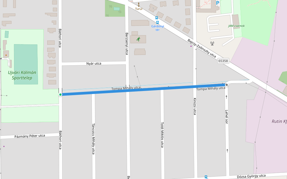 Tompa Mihály utca walking route map in Dombóvár