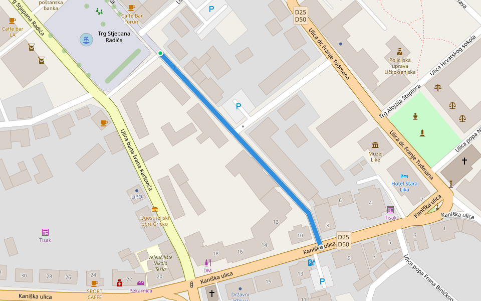 Vile Velebita walking route map in Gospić