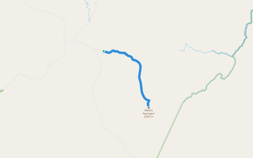 Track to Mount Inyangani Summit walking route map in Juliasdale