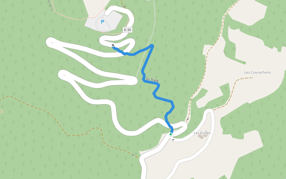 Gr Track walking route map in Ganagobie