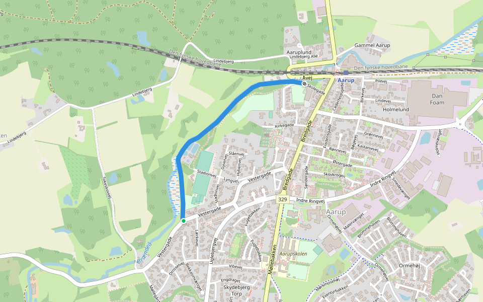 Brende Å Skovsti walking route map in Aarup