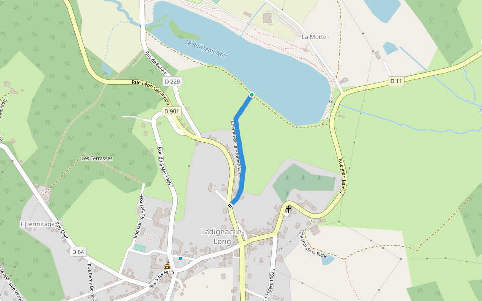Chemin de la Promenade walking route map in Ladignac-le-Long