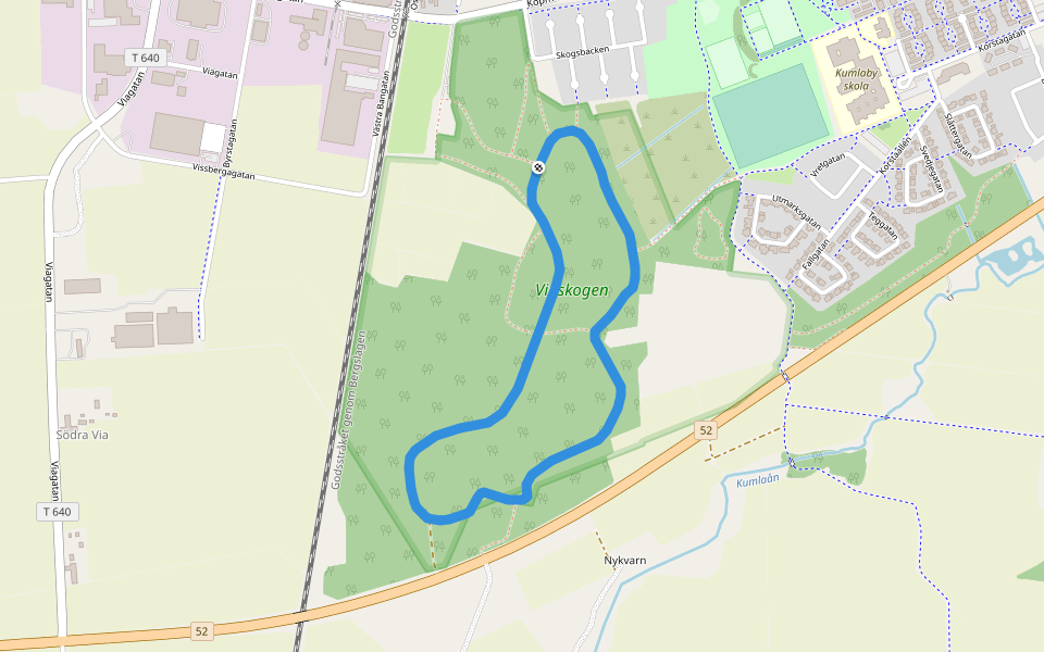 Elljusspår 2.4 km walking route map in Kumla