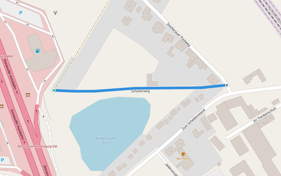 Scheiterweg walking route map in Korneuburg