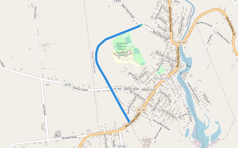 Salisbury & Dolgeville Greenway Trail walking route map in Dolgeville