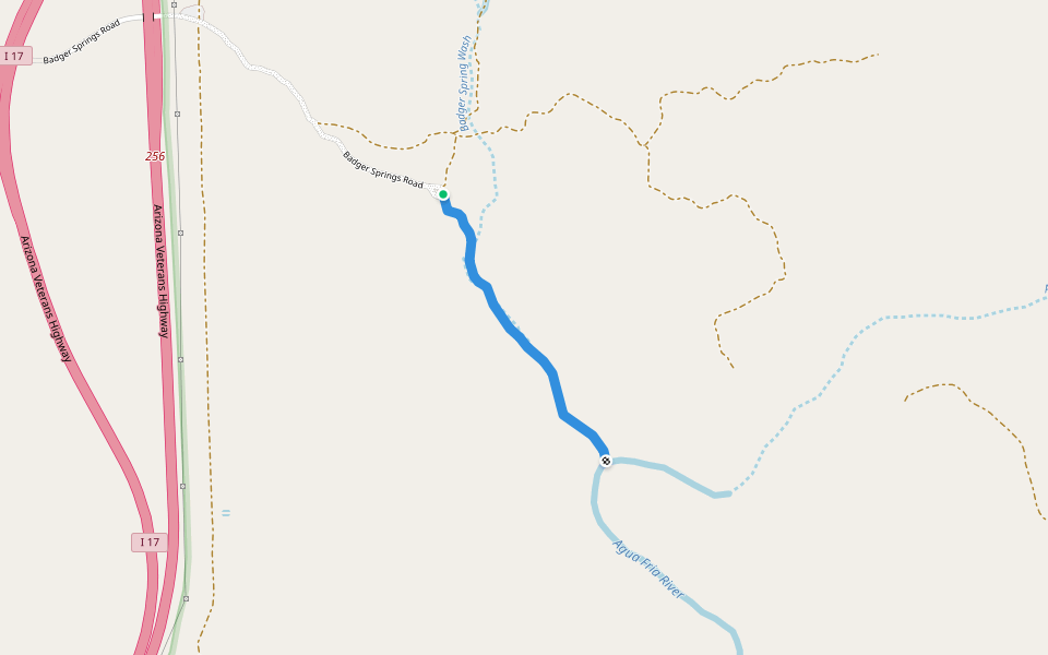 Badger Springs Trail walking route map in Cordes Lakes