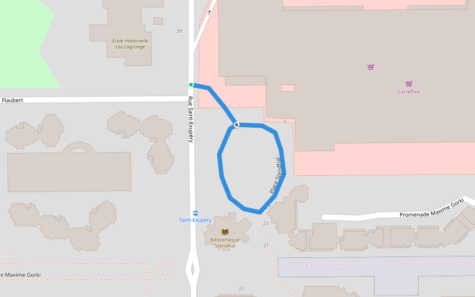 Place Stendhal walking route map in Sartrouville