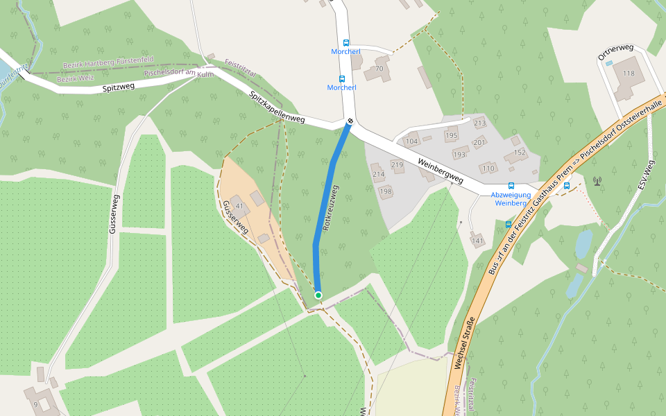 Rotkreuzweg walking route map in Hirnsdorf