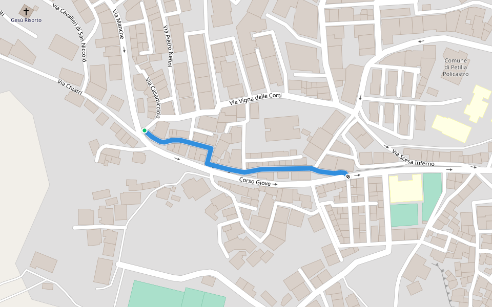 Rione Vigna della Corte walking route map in Petilia Policastro