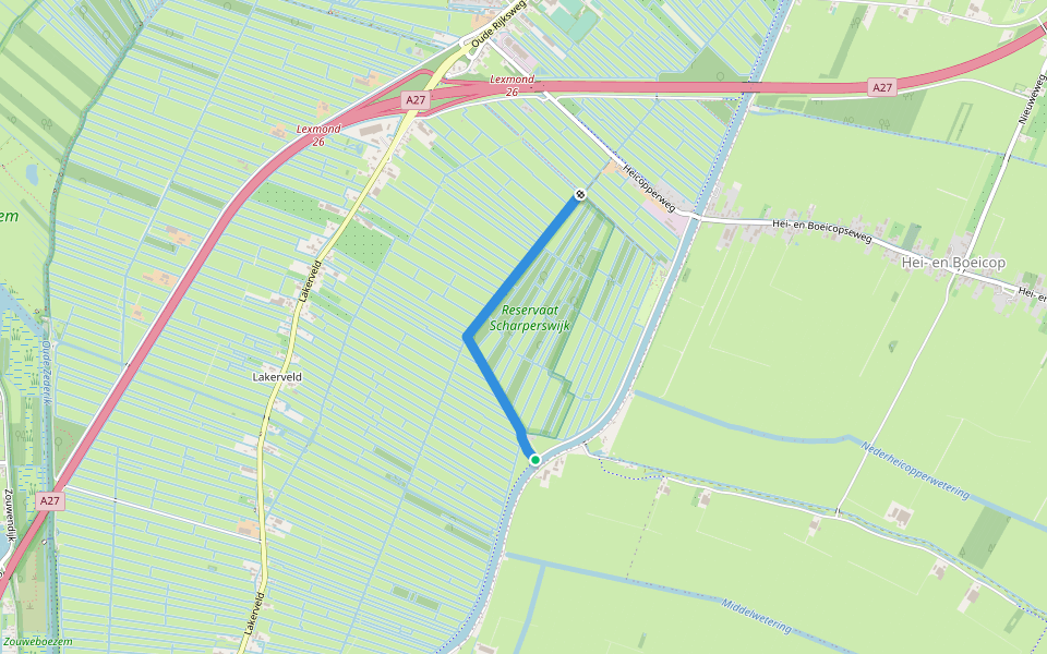 Bastaardkade walking route map in Leerbroek