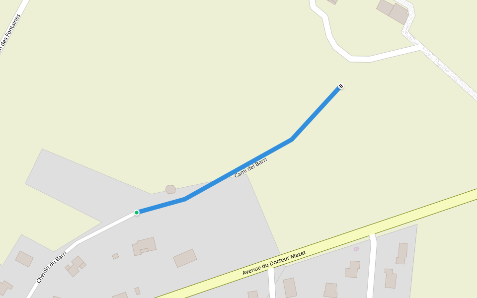 Cami del Barri walking route map in Saint-Papoul