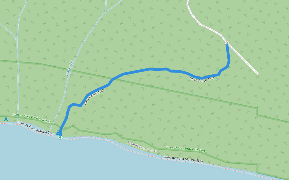 Bear Beach Trail walking route map in River Jordan