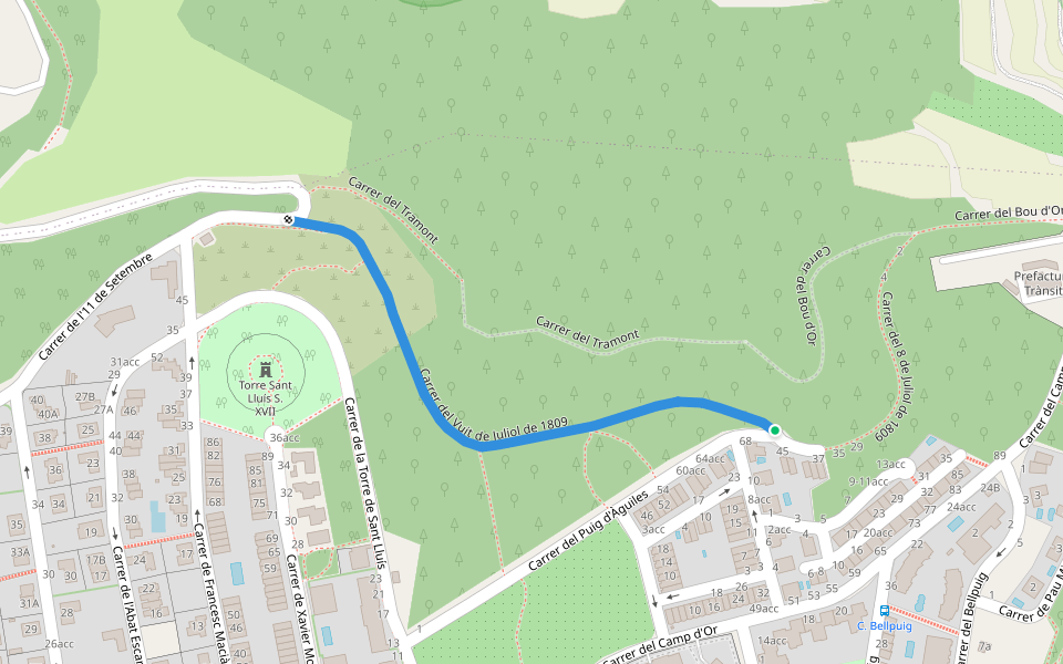 Carrer del Vuit de Juliol de 1809 walking route map in Girona