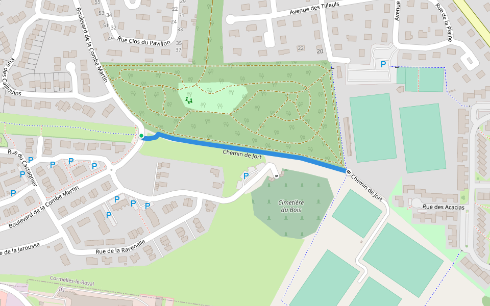 Chemin de Jort walking route map in Cormelles-le-Royal