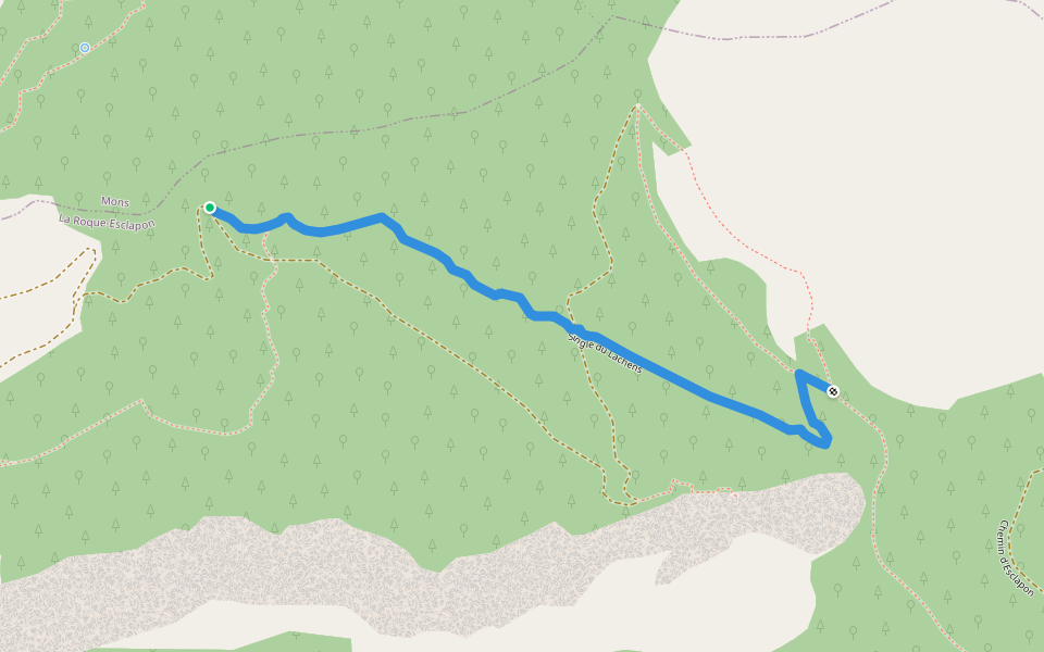 Single du Lachens walking route map in La Roque-Esclapon