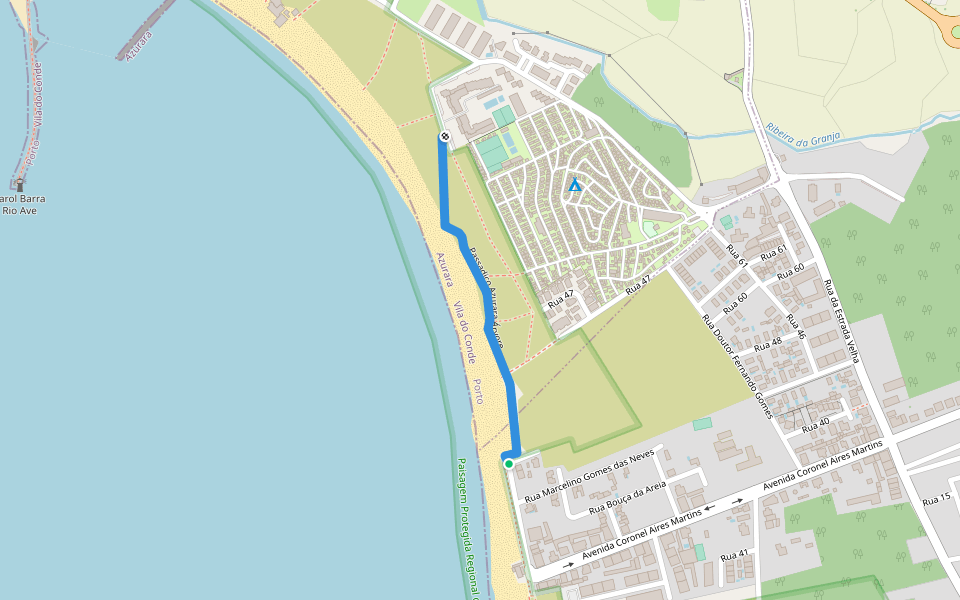 Passadiço Azurara Árvore walking route map in Árvore