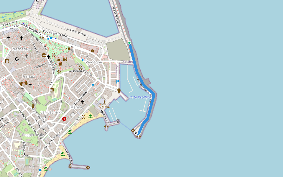 Porto Vecchio walking route map in Crotone