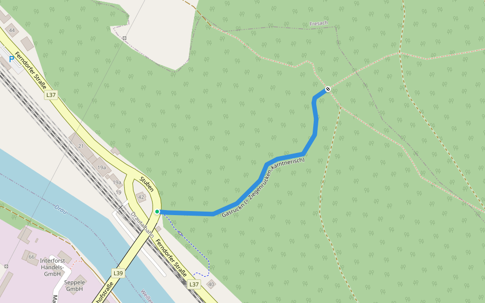 Gasruckn (= Ziegenrücken, kärntnerisch) walking route map in Stuben