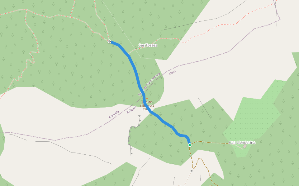 pas de s'Escaleta walking route map in Alaró