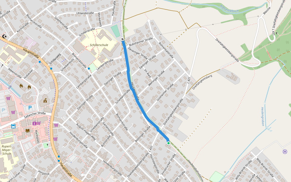 Wanderweg Heubergbahndamm walking route map in Spaichingen