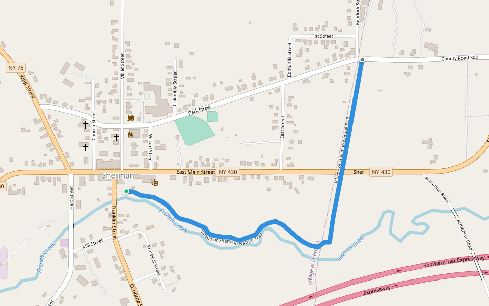 Village of Sherman Nature Trail walking route map in Sherman