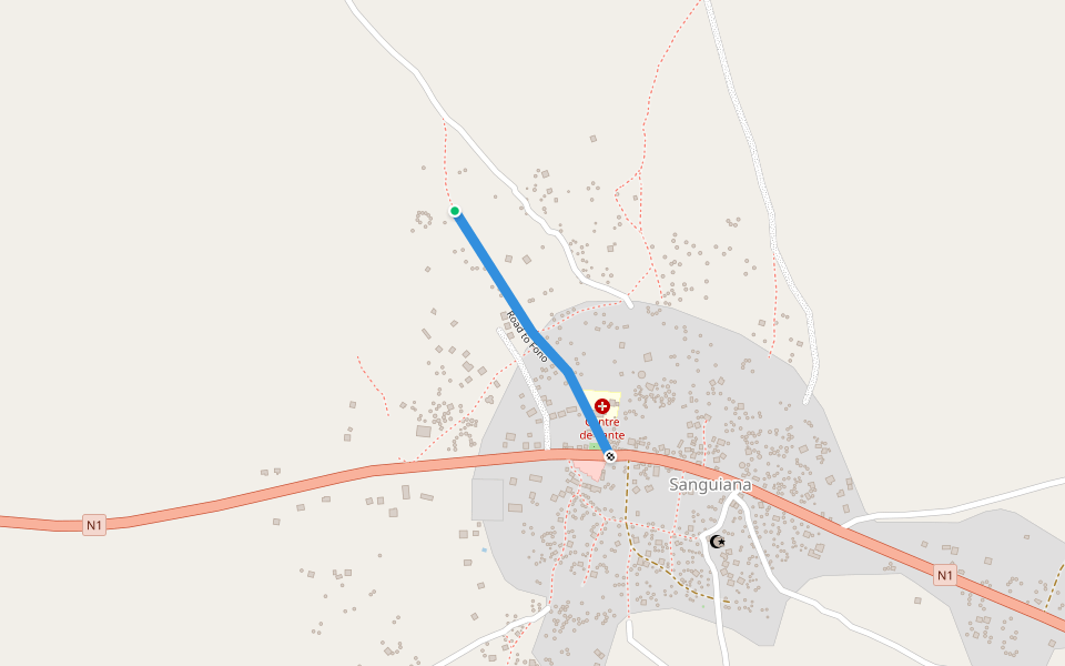 Road to Fono walking route map in Popoko
