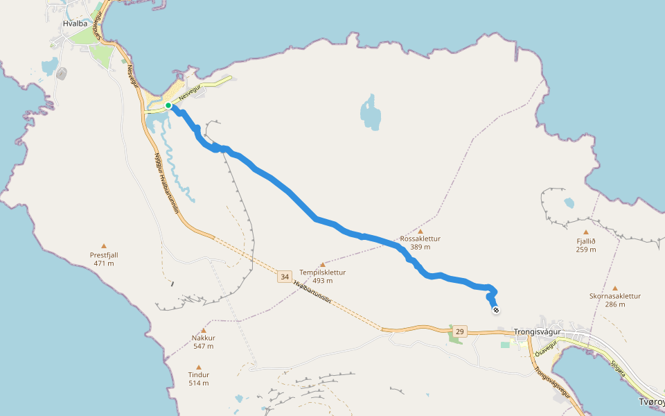 Prestgøta walking route map in Víkarbyrgi