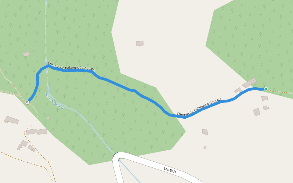 Chemin de Balarenc à Roucatel walking route map in Saurat