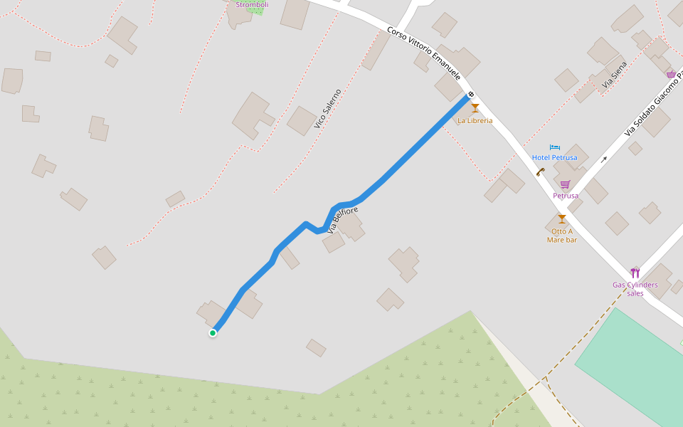 Via Belfiore walking route map in Stromboli