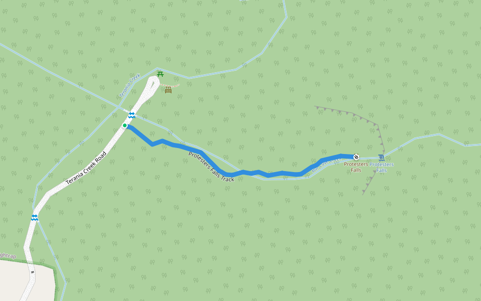 Protesters Falls Track walking route map in Nightcap