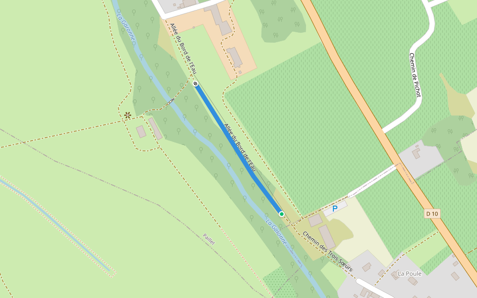 Allée du Bord de l'Eau walking route map in Rions