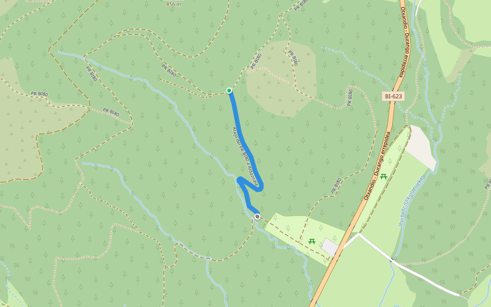 Atajo del PR-BI80 a Aldazitala walking route map in Abadiño