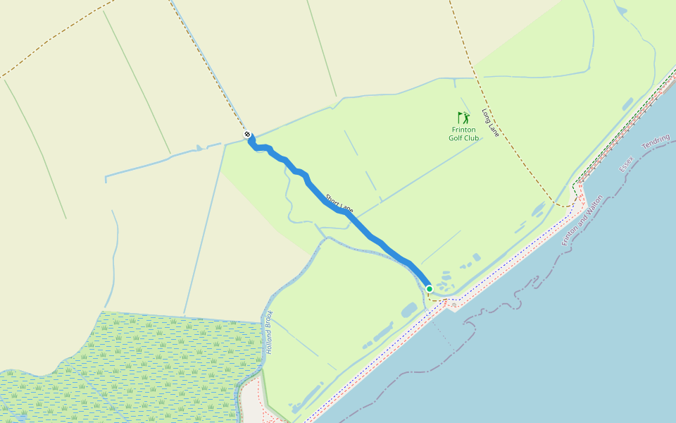 Short Lane walking route map in Frinton-on-Sea