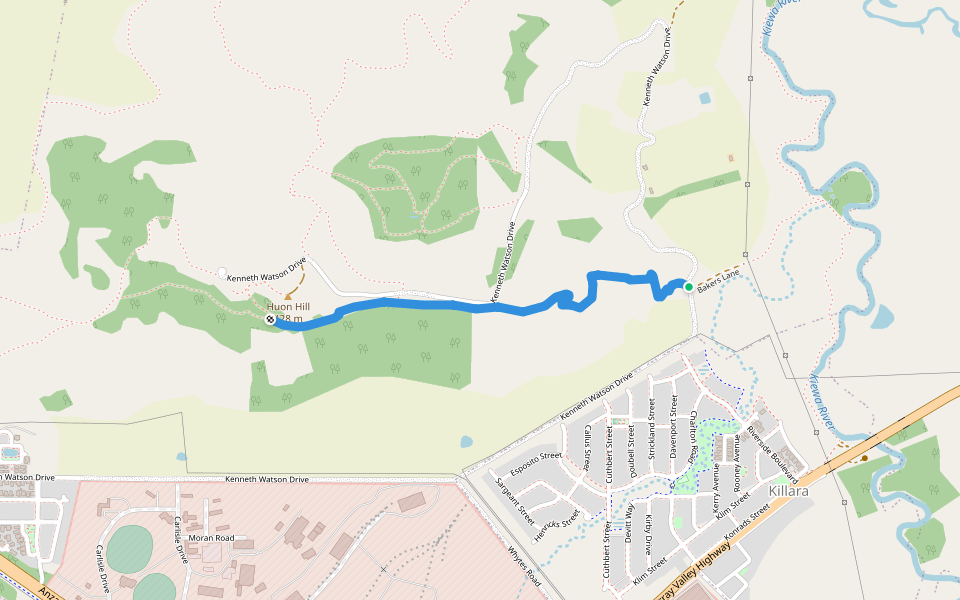 Stringybark Track walking route map in Bandiana