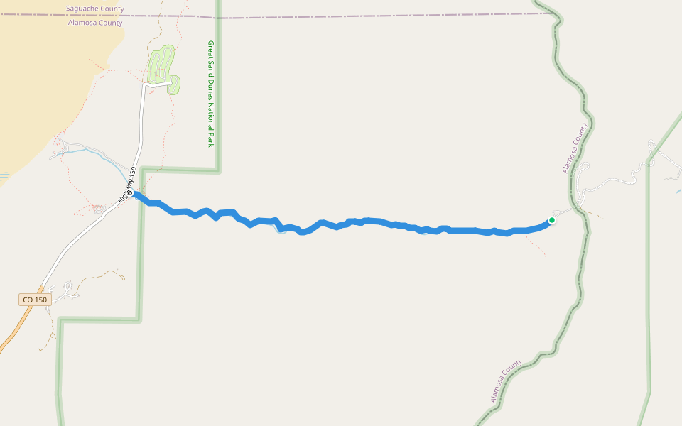 Mosca Pass Trail walking route map in Mosca