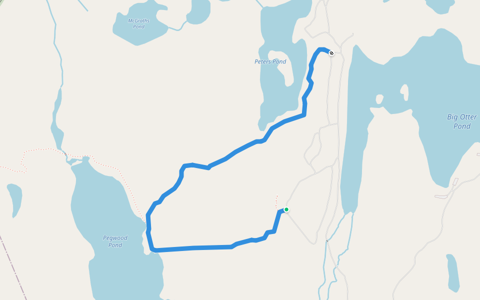 Pegwood Pond Trail walking route map in Holyrood