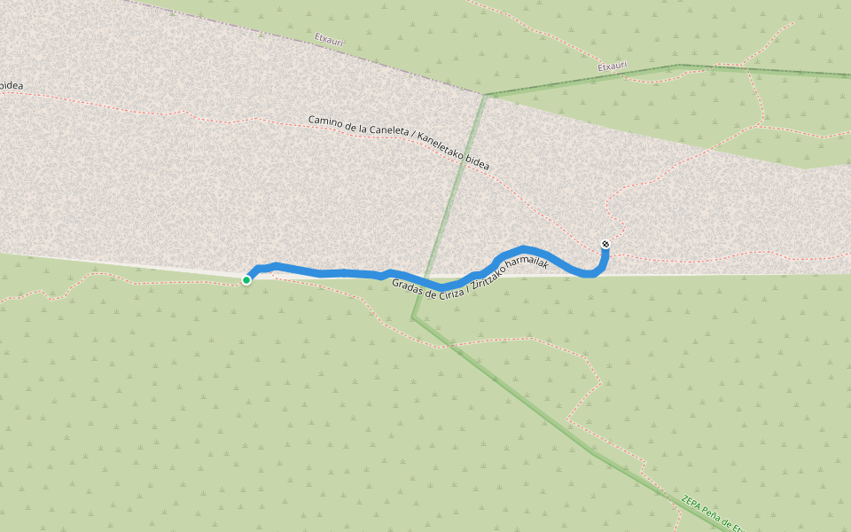 Gradas de Ciriza / Ziritzako harmailak walking route map in Ciriza