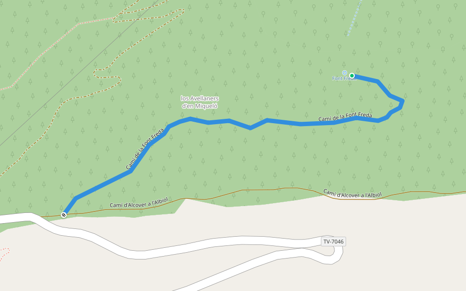 Camí de la Font Freda walking route map in L'Albiol