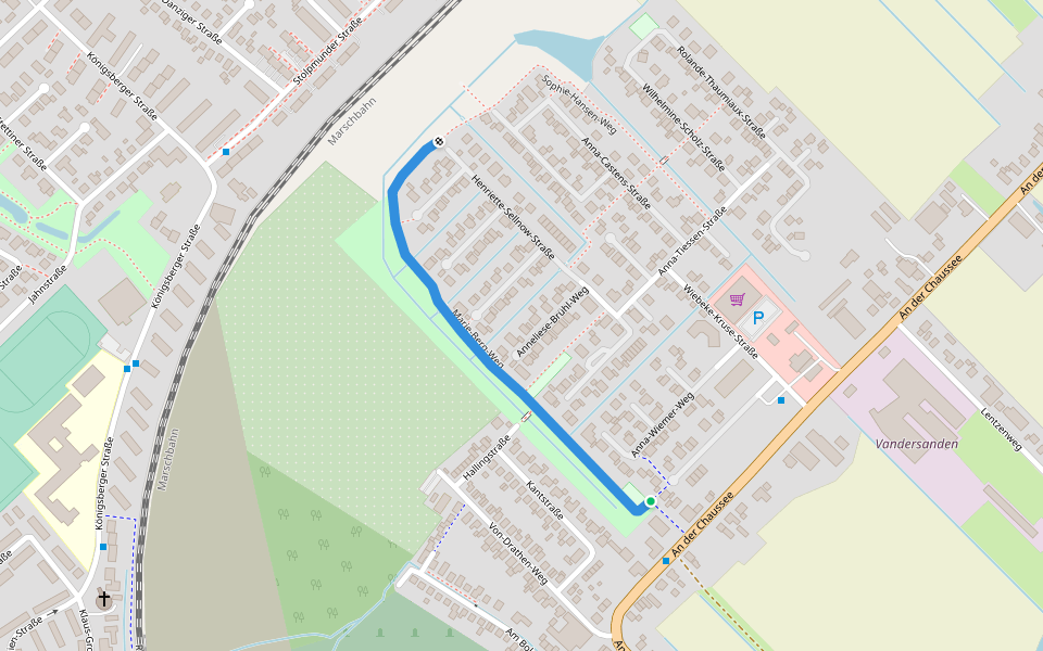 Marie-Berg-Weg walking route map in Glückstadt