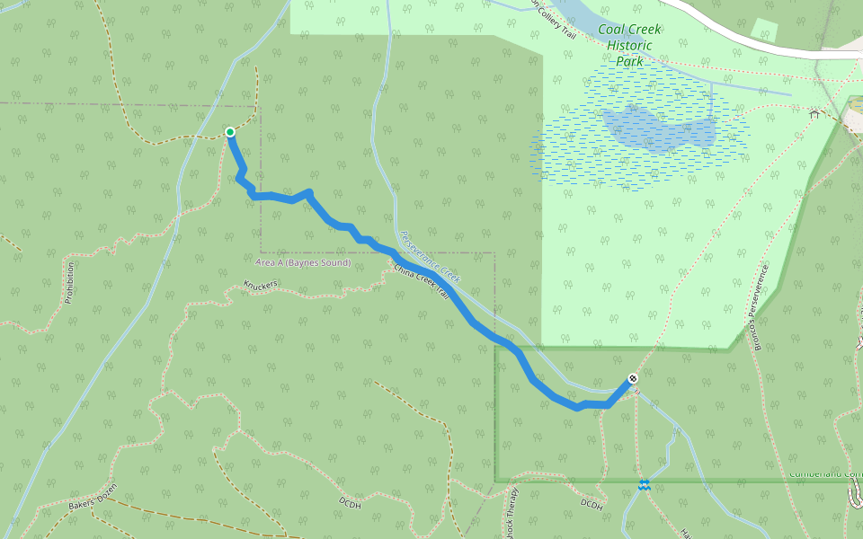 China Creek Trail walking route map in Courtenay